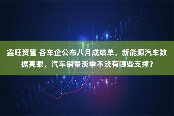 鑫旺资管 各车企公布八月成绩单，新能源汽车数据亮眼，汽车销量淡季不淡有哪些支撑？